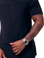 Mandarin Gridded Shirt