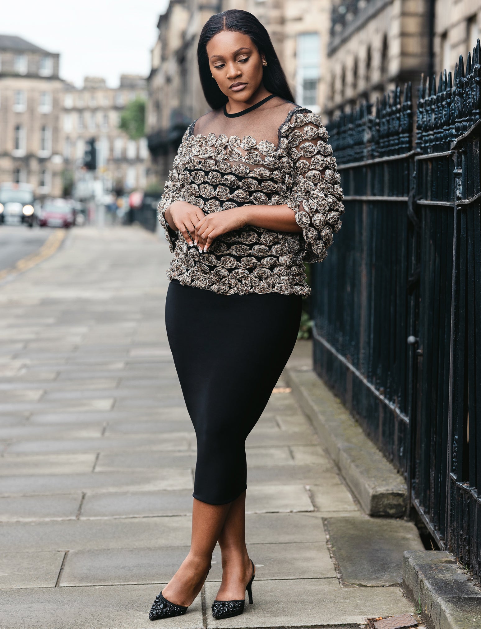 Sheer line Petal Top